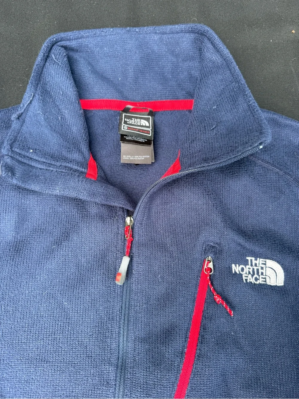 The North Face Navy Blue Quarter-Zip Fleece with Red Trim